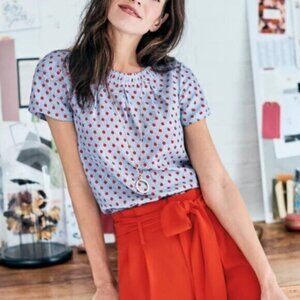 Boden Carey Blue and Red Silk Blouse, size 10